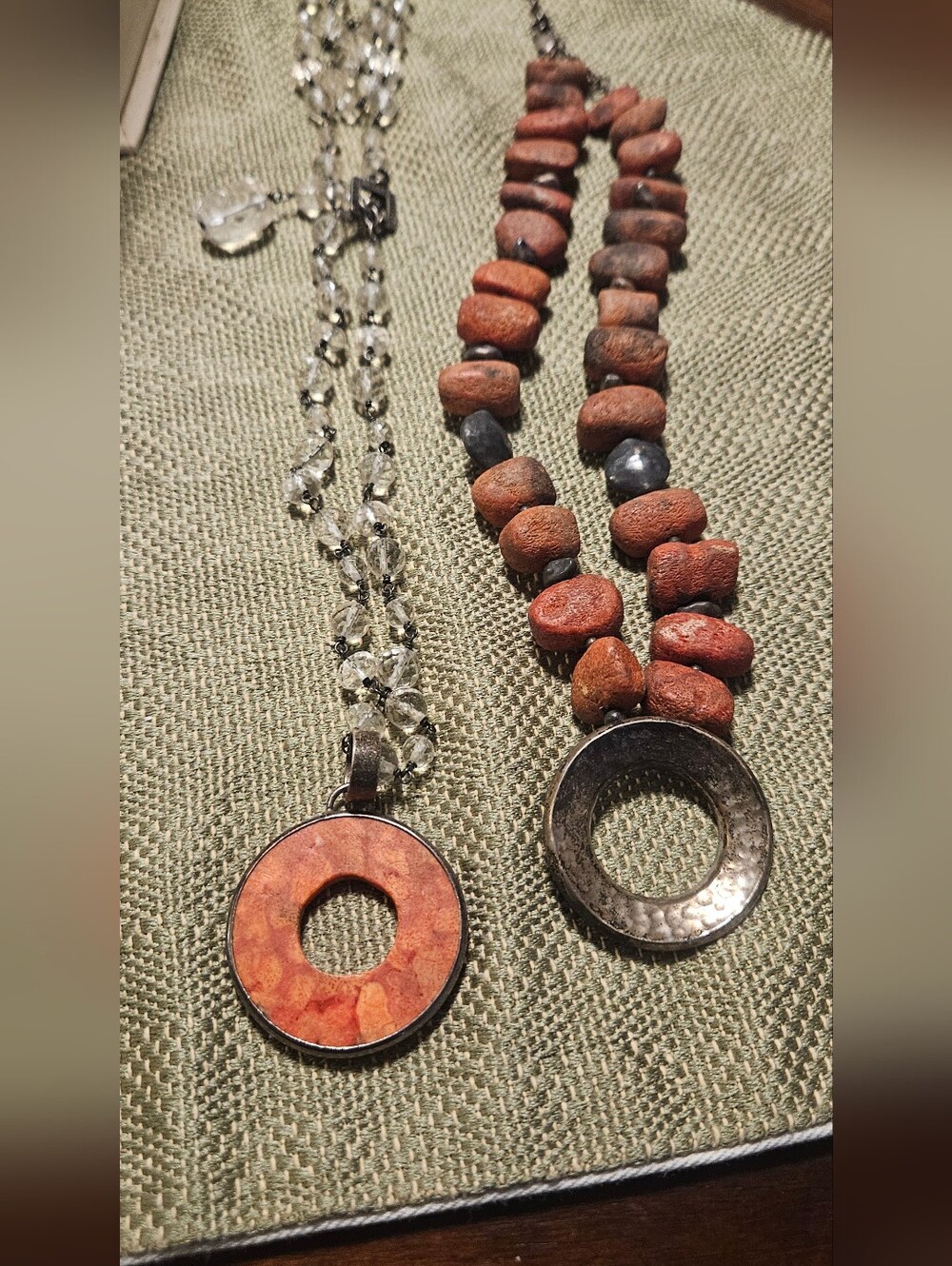Vintage Silpada Sterling Silver And Red Sponge  Coral Necklaces Lot Of 2